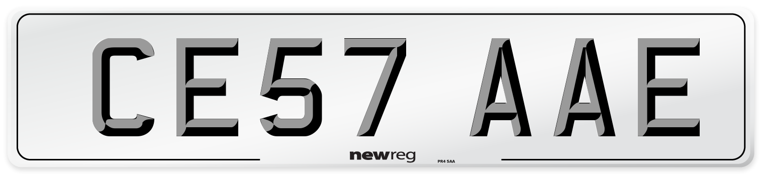 CE57 AAE Number Plate from New Reg